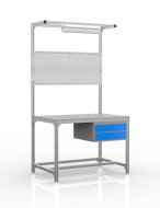 Tavolo da officina in profilati di alluminio, 2 cassetti (diverse varianti)