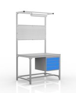 Tavolo da officina in profilati di alluminio, 4 cassetti (diverse varianti)