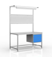 Tavolo da officina in profilati di alluminio, 4 cassetti (diverse varianti)