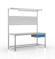Tavolo da officina in profilati di alluminio, 1 cassetto (diverse varianti)