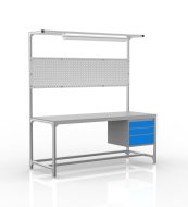 Tavolo da officina in profilati di alluminio, 3 cassetti (diverse varianti)