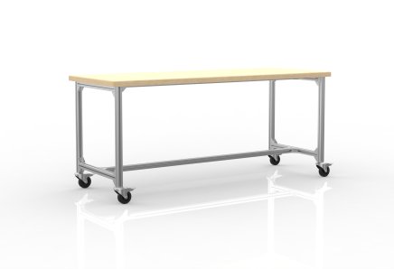 Piano di lavoro mobile realizzato con profili di alluminio, larghezza 2000 mm - 1