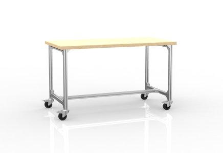 Piano di lavoro mobile realizzato con profili di alluminio, larghezza 1500 mm - 1