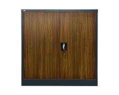 Mobile a ripiani in lamiera con ante inserite C01B antracite/simil legno scuro