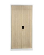 Mobile scaffale in lamiera con ante inserite C01 bianco/simil legno chiaro