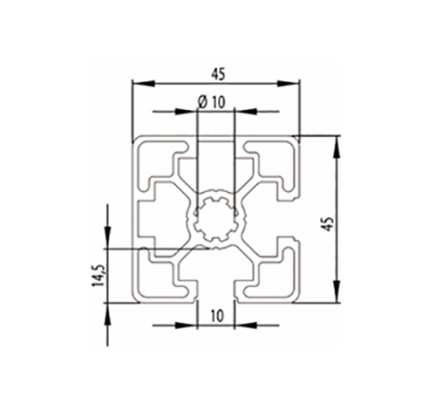 Profilo alluminio 45 x 45, MI45x45L B10 1 mt + taglio a misura - 2