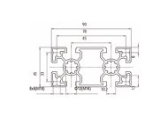 Profilo alluminio 45 x 90, MI45x90L B10 1 mt + taglio a misura - 2