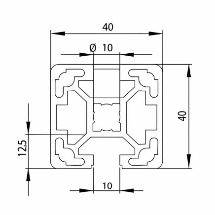Profilo alluminio 40 x 40, MI40x40L B10 1 mt + taglio a misura - 2
