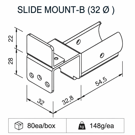 Supporto per tubi scorrevoli tipo SM-2812B - 2