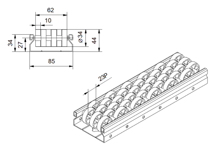 Rulliera PL-601F_EM (ESD), diametro dei rulli 30 mm - 4