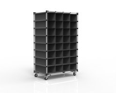 Carrello con inserto tessile fissato tramite passanti, 32+32 tasche