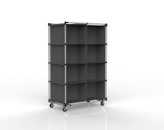 Carrello con inserto tessile fissato tramite passanti, 8 + 8 tasche