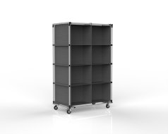 Carrello con inserto tessile fissato tramite occhielli, 8 + 8 tasche
