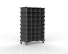 Carrello con inserto tessile fissato tramite occhielli, 32 + 32 tasche