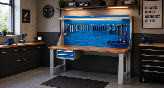Tavoli da officina con sovrastruttura
