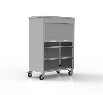 Un aiuto pratico per ogni posto di lavoro: armadio carrello con serranda avvolgibile